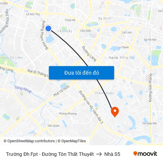 Trường Đh Fpt - Đường Tôn Thất Thuyết to Nhà S5 map