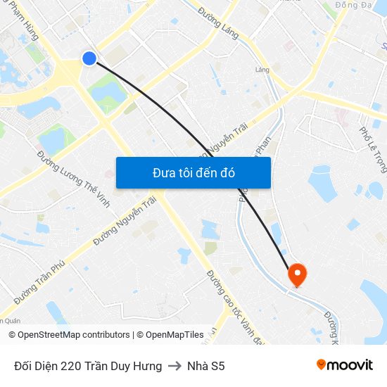 Đối Diện 220 Trần Duy Hưng to Nhà S5 map