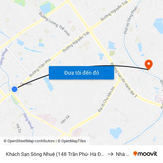 Khách Sạn Sông Nhuệ (148 Trần Phú- Hà Đông) to Nhà S5 map