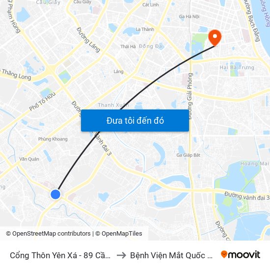 Cổng Thôn Yên Xá - 89 Cầu Bươu to Bệnh Viện Mắt Quốc Tế Dnd map