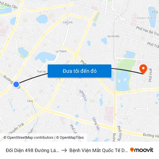 Đối Diện 498 Đường Láng to Bệnh Viện Mắt Quốc Tế Dnd map