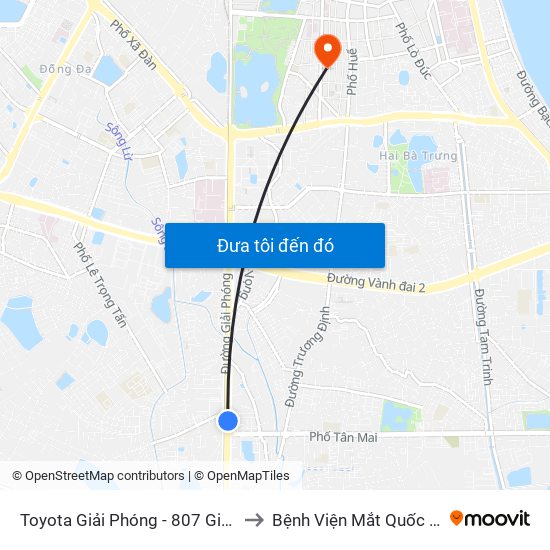 Toyota Giải Phóng - 807 Giải Phóng to Bệnh Viện Mắt Quốc Tế Dnd map