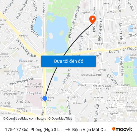 175-177 Giải Phóng (Ngã 3 Lê Thanh Nghị) to Bệnh Viện Mắt Quốc Tế Dnd map