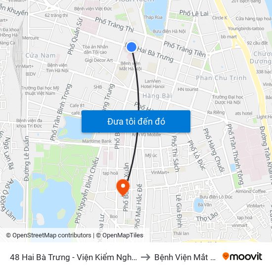 48 Hai Bà Trưng - Viện Kiểm Nghiệm Thuốc Trung Ương to Bệnh Viện Mắt Quốc Tế Dnd map