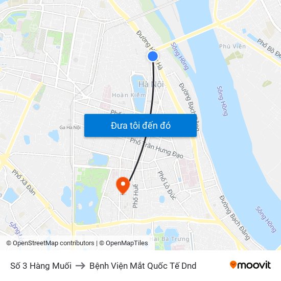 Số 3 Hàng Muối to Bệnh Viện Mắt Quốc Tế Dnd map