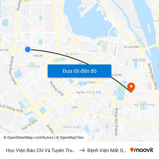 Học Viện Báo Chí Và Tuyên Truyền - 36 Xuân Thủy to Bệnh Viện Mắt Quốc Tế Dnd map