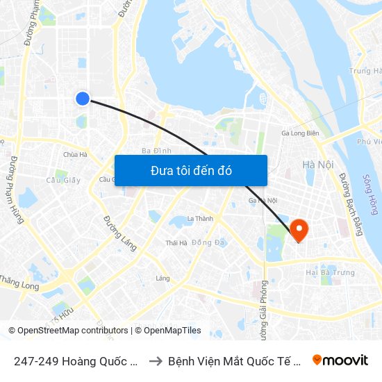247-249 Hoàng Quốc Việt to Bệnh Viện Mắt Quốc Tế Dnd map