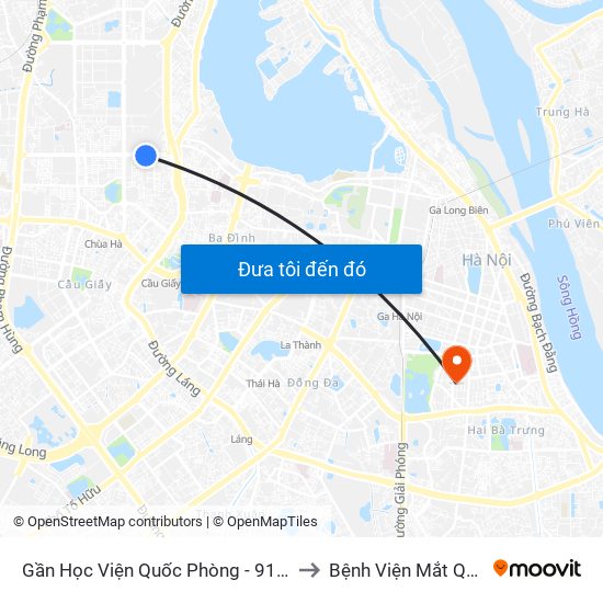 Gần Học Viện Quốc Phòng - 91 Hoàng Quốc Việt to Bệnh Viện Mắt Quốc Tế Dnd map