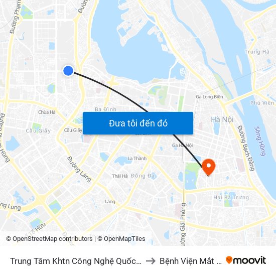 Trung Tâm Khtn Công Nghệ Quốc Gia - 18 Hoàng Quốc Việt to Bệnh Viện Mắt Quốc Tế Dnd map