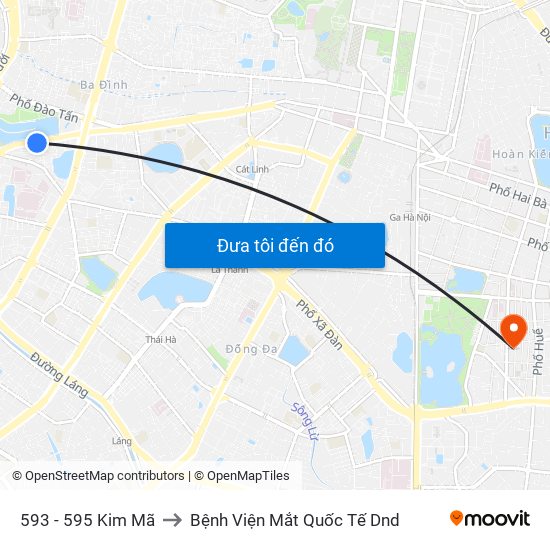 593 - 595 Kim Mã to Bệnh Viện Mắt Quốc Tế Dnd map