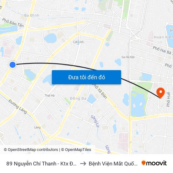 89 Nguyễn Chí Thanh - Ktx Đại Học Luật to Bệnh Viện Mắt Quốc Tế Dnd map