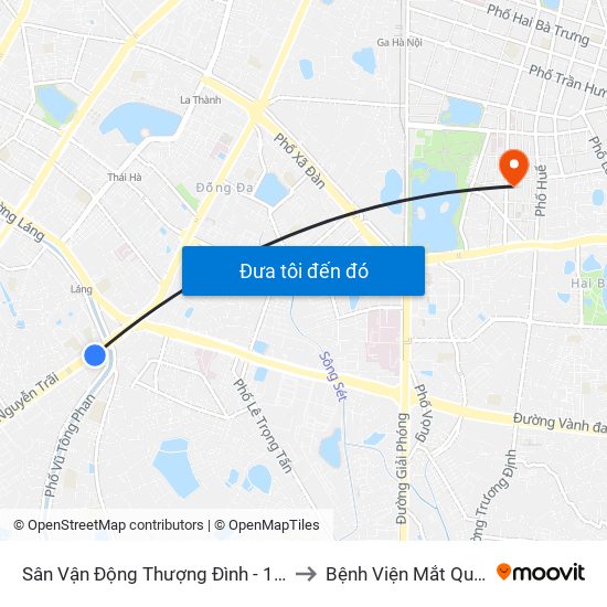 Sân Vận Động Thượng Đình - 129 Nguyễn Trãi to Bệnh Viện Mắt Quốc Tế Dnd map