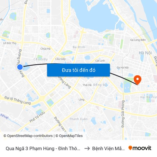Qua Ngã 3 Phạm Hùng - Đình Thôn (Hướng Đi Phạm Văn Đồng) to Bệnh Viện Mắt Quốc Tế Dnd map