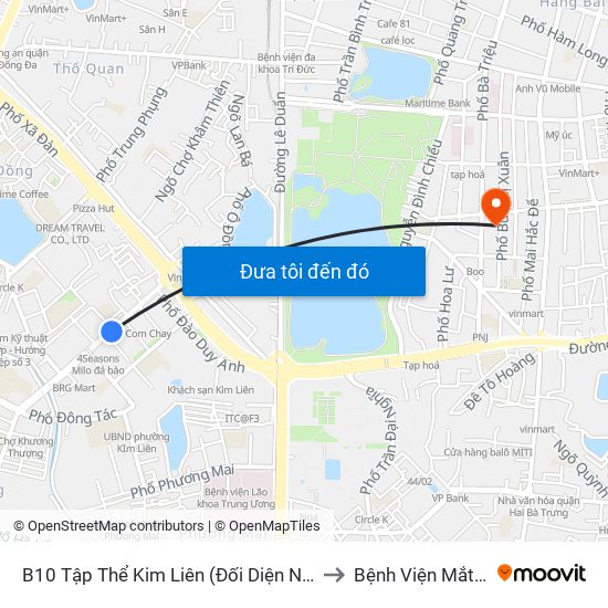 B10 Tập Thể Kim Liên (Đối Diện Ngõ 46b Phạm Ngọc Thạch) to Bệnh Viện Mắt Quốc Tế Dnd map