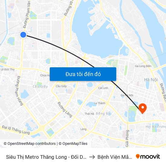 Siêu Thị Metro Thăng Long - Đối Diện Ngõ 599 Phạm Văn Đồng to Bệnh Viện Mắt Quốc Tế Dnd map