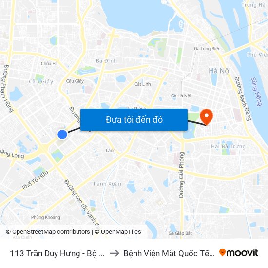 113 Trần Duy Hưng - Bộ Khcn to Bệnh Viện Mắt Quốc Tế Dnd map