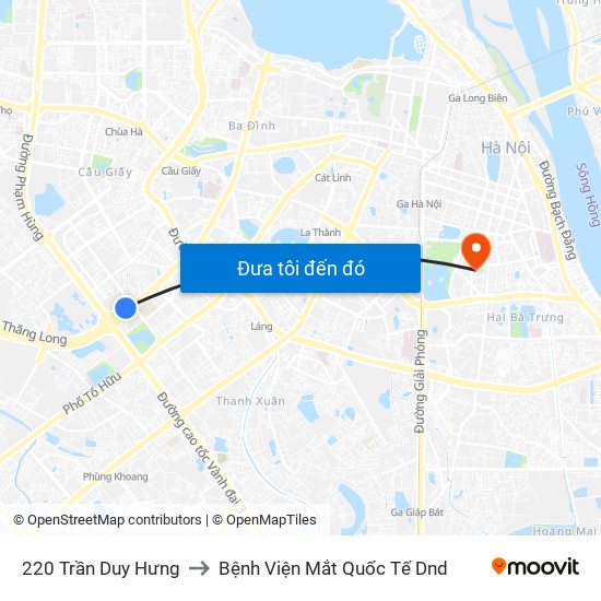 220 Trần Duy Hưng to Bệnh Viện Mắt Quốc Tế Dnd map