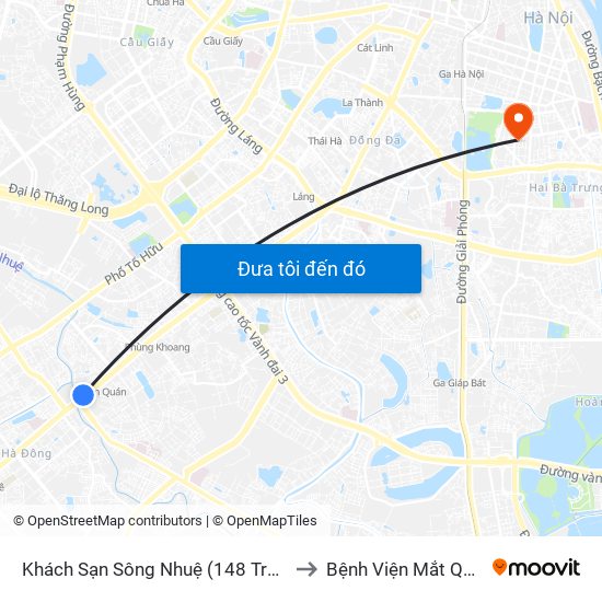 Khách Sạn Sông Nhuệ (148 Trần Phú- Hà Đông) to Bệnh Viện Mắt Quốc Tế Dnd map