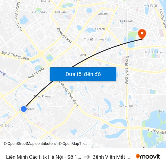 Liên Minh Các Htx Hà Nội - Số 1 Trần Phú (Hà Đông) to Bệnh Viện Mắt Quốc Tế Dnd map