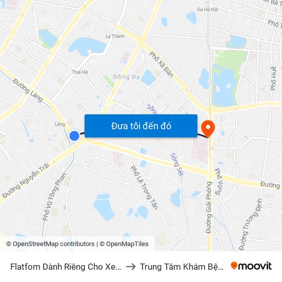 Flatfom Dành Riêng Cho Xe Buýt Trước Nhà 45 Đường Láng to Trung Tâm Khám Bệnh Và Điều Trị Trong Ngày map