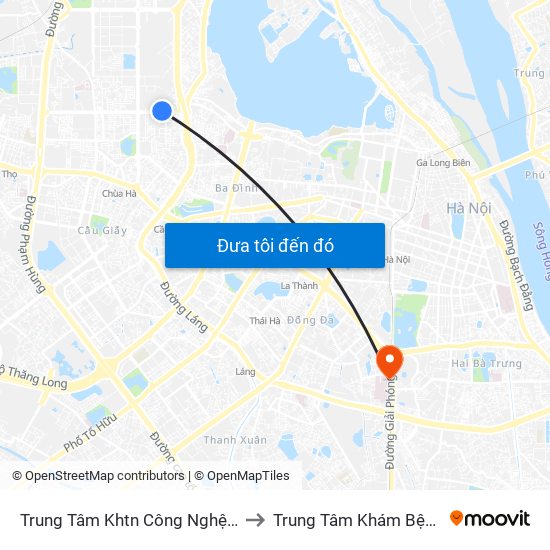 Trung Tâm Khtn Công Nghệ Quốc Gia - 18 Hoàng Quốc Việt to Trung Tâm Khám Bệnh Và Điều Trị Trong Ngày map