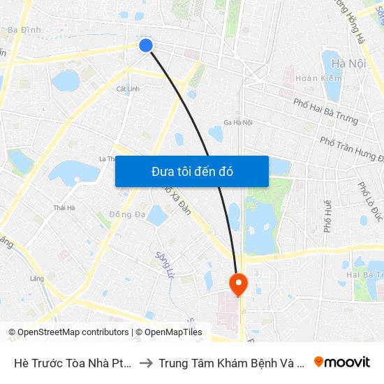 Hè Trước Tòa Nhà Pta - Số 1 Kim Mã to Trung Tâm Khám Bệnh Và Điều Trị Trong Ngày map