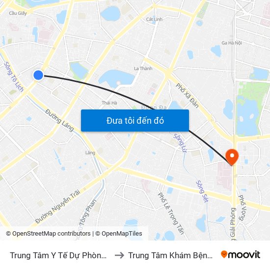 Trung Tâm Y Tế Dự Phòng Hn - 70 Nguyễn Chí Thanh to Trung Tâm Khám Bệnh Và Điều Trị Trong Ngày map