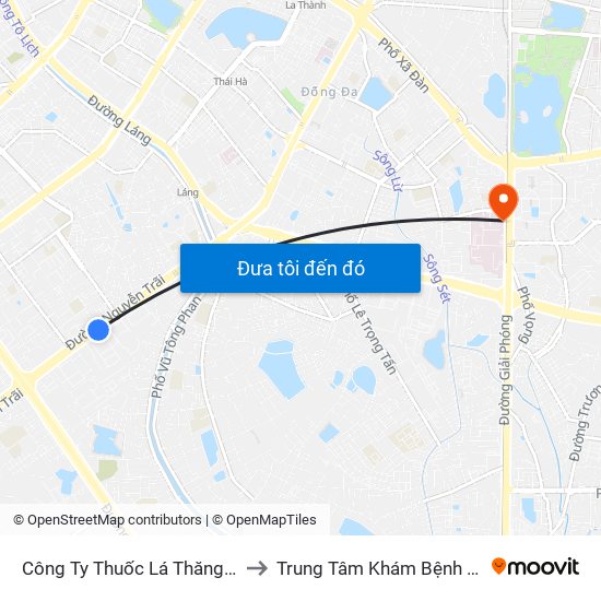 Công Ty Thuốc Lá Thăng Long - 235 Nguyễn Trãi to Trung Tâm Khám Bệnh Và Điều Trị Trong Ngày map