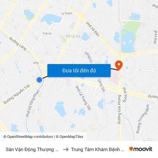 Sân Vận Động Thượng Đình - 129 Nguyễn Trãi to Trung Tâm Khám Bệnh Và Điều Trị Trong Ngày map