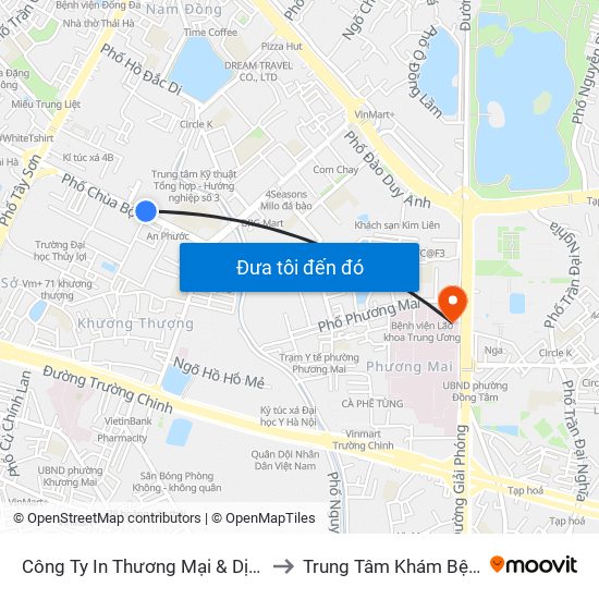 Công Ty In Thương Mại & Dịch Vụ Ngân Hàng - Số 10 Chùa Bộc to Trung Tâm Khám Bệnh Và Điều Trị Trong Ngày map