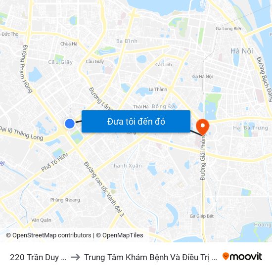 220 Trần Duy Hưng to Trung Tâm Khám Bệnh Và Điều Trị Trong Ngày map