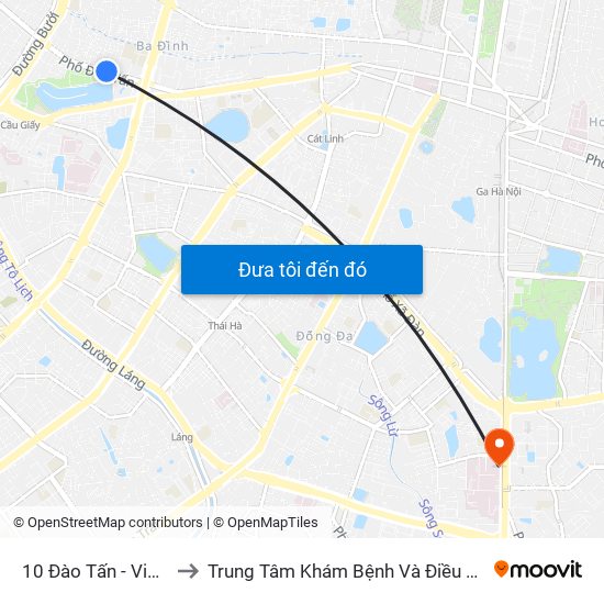 10 Đào Tấn - Viện Vật Lý to Trung Tâm Khám Bệnh Và Điều Trị Trong Ngày map