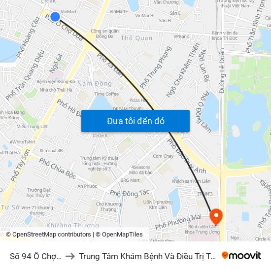 Số 94 Ô Chợ Dừa to Trung Tâm Khám Bệnh Và Điều Trị Trong Ngày map