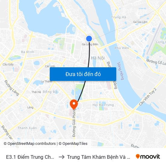 E3.1 Điểm Trung Chuyển Long Biên to Trung Tâm Khám Bệnh Và Điều Trị Trong Ngày map