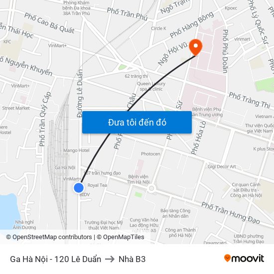 Ga Hà Nội - 120 Lê Duẩn to Nhà B3 map