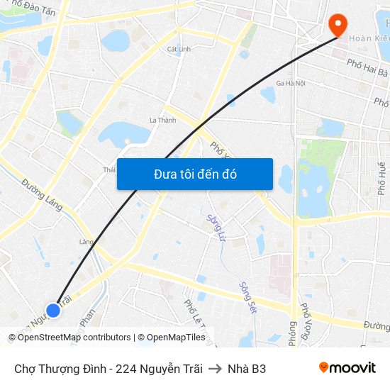 Chợ Thượng Đình - 224 Nguyễn Trãi to Nhà B3 map