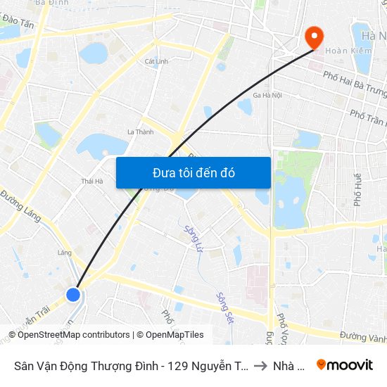 Sân Vận Động Thượng Đình - 129 Nguyễn Trãi to Nhà B3 map