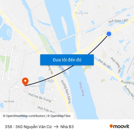 358 - 360 Nguyễn Văn Cừ to Nhà B3 map
