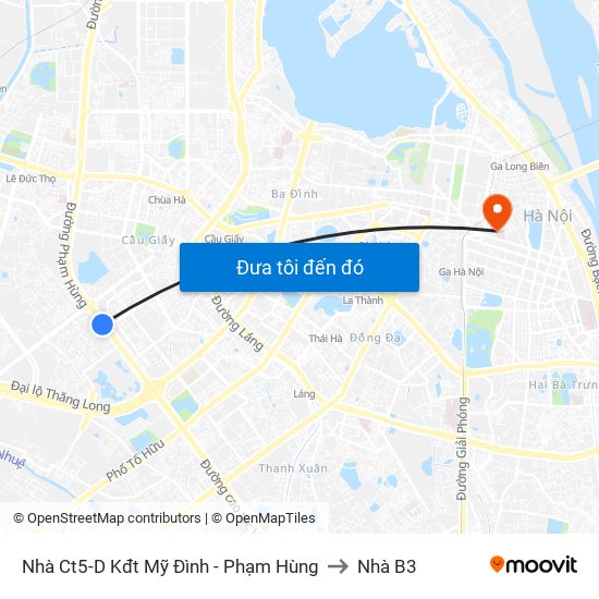 Nhà Ct5-D Kđt Mỹ Đình - Phạm Hùng to Nhà B3 map