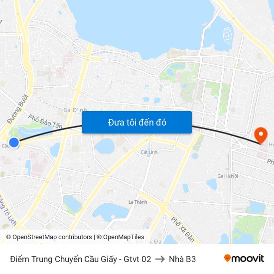 Điểm Trung Chuyển Cầu Giấy - Gtvt 02 to Nhà B3 map