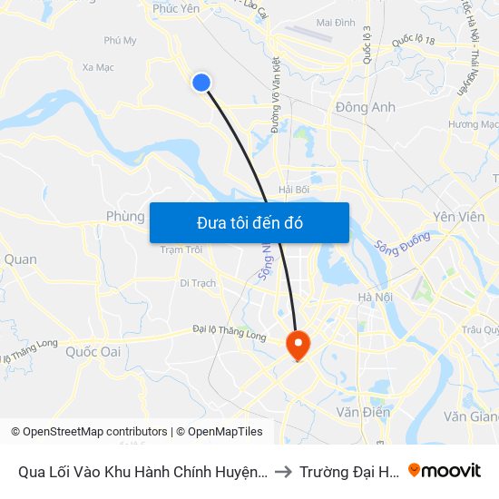 Qua Lối Vào Khu Hành Chính Huyện Mê Linh 100m - Ql23 to Trường Đại Học Hà Nội map