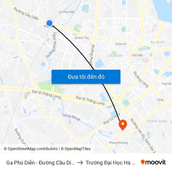 Ga Phú Diễn - Đường Cầu Diễn to Trường Đại Học Hà Nội map