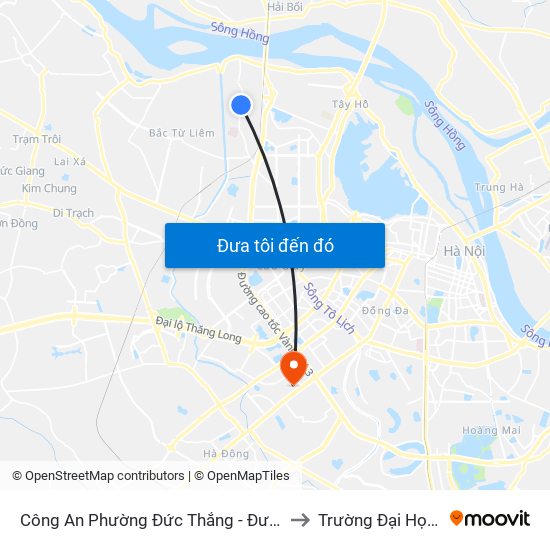 Công An Phường Đức Thắng - Đường Đông Ngạc to Trường Đại Học Hà Nội map