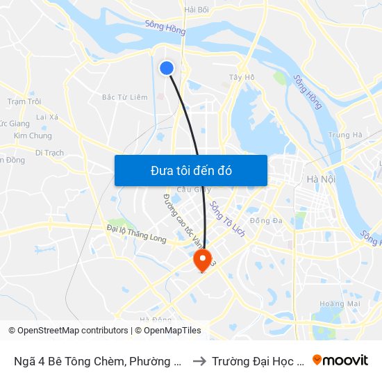 Ngã 4 Bê Tông Chèm, Phường Đông Ngạc to Trường Đại Học Hà Nội map