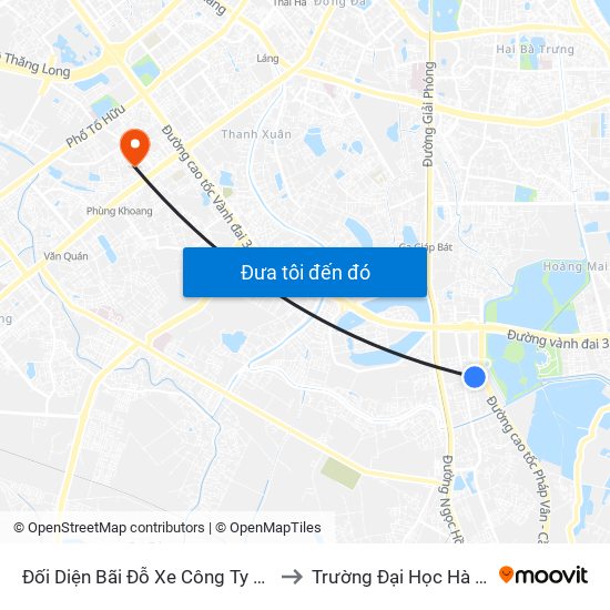 Đối Diện Bãi Đỗ Xe Công Ty Hino to Trường Đại Học Hà Nội map