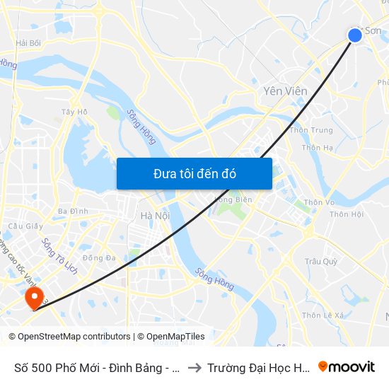 Số 500 Phố Mới - Đình Bảng - Từ Sơn to Trường Đại Học Hà Nội map