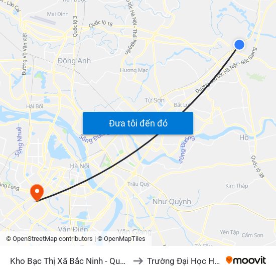 Kho Bạc Thị Xã Bắc Ninh - Quốc Lộ 1 to Trường Đại Học Hà Nội map