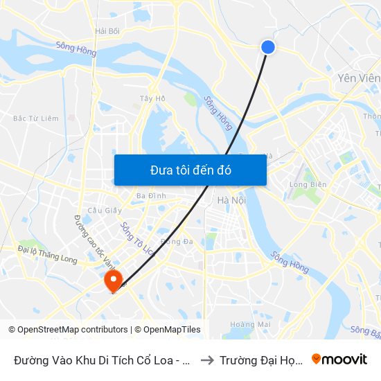 Đường Vào Khu Di Tích Cổ Loa - Km 5 Quốc Lộ 3 to Trường Đại Học Hà Nội map