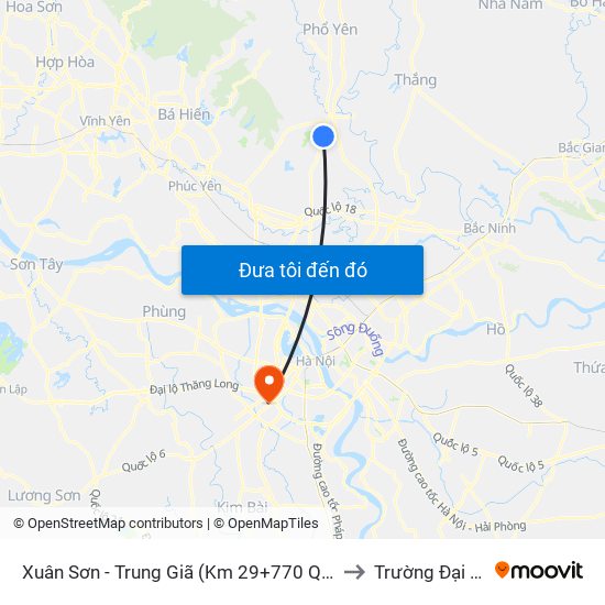 Xuân Sơn - Trung Giã (Km 29+770 Quốc Lộ 3) Cột Điện Hk3/20c to Trường Đại Học Hà Nội map