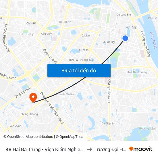 48 Hai Bà Trưng - Viện Kiểm Nghiệm Thuốc Trung Ương to Trường Đại Học Hà Nội map